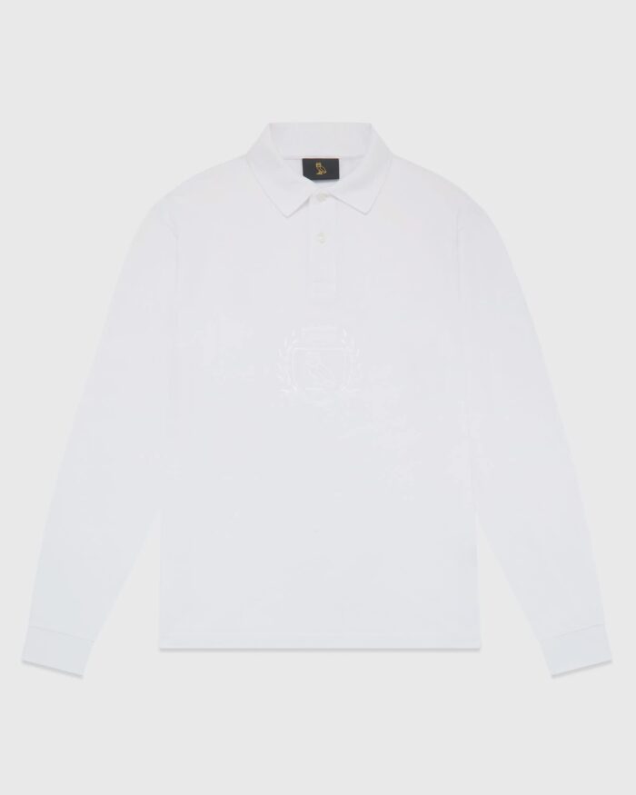 LONGSLEEVE PIQUE POLO WITH CREST WHITE