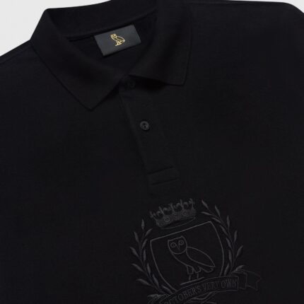 LONGSLEEVE PIQUE POLO WITH CREST BLACK
